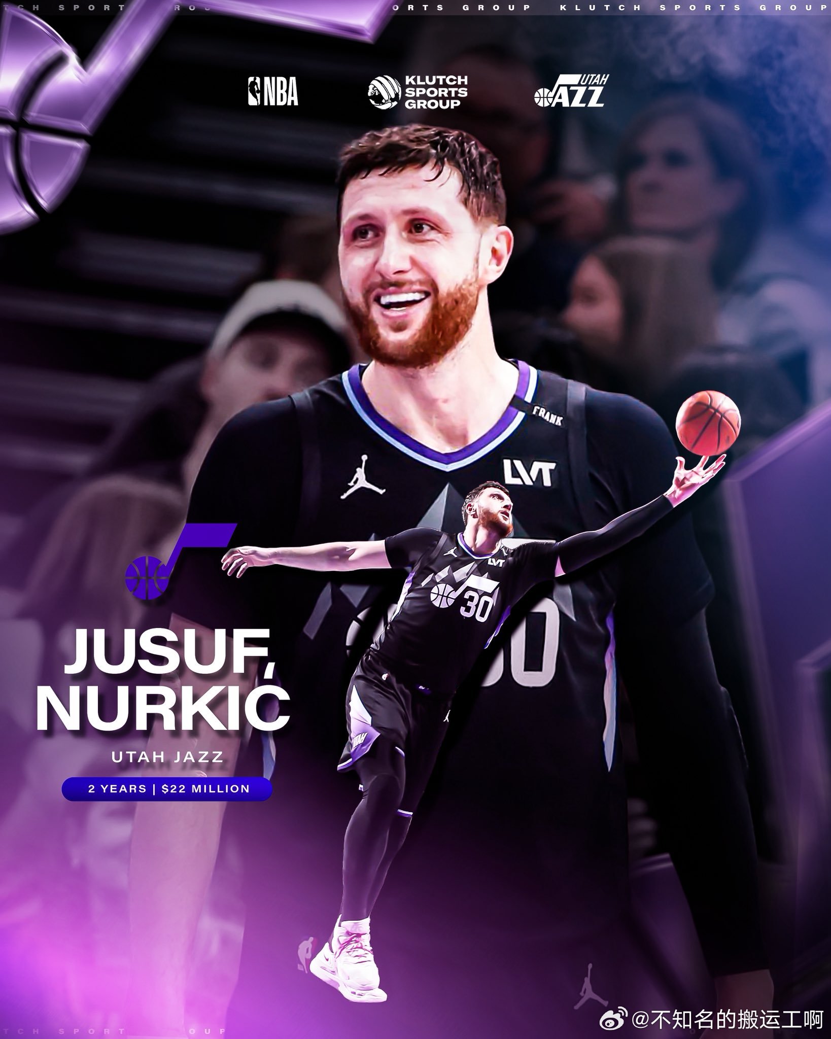 NBA  Klutch Sports：努尔基奇2年2200万美元续约爵士 