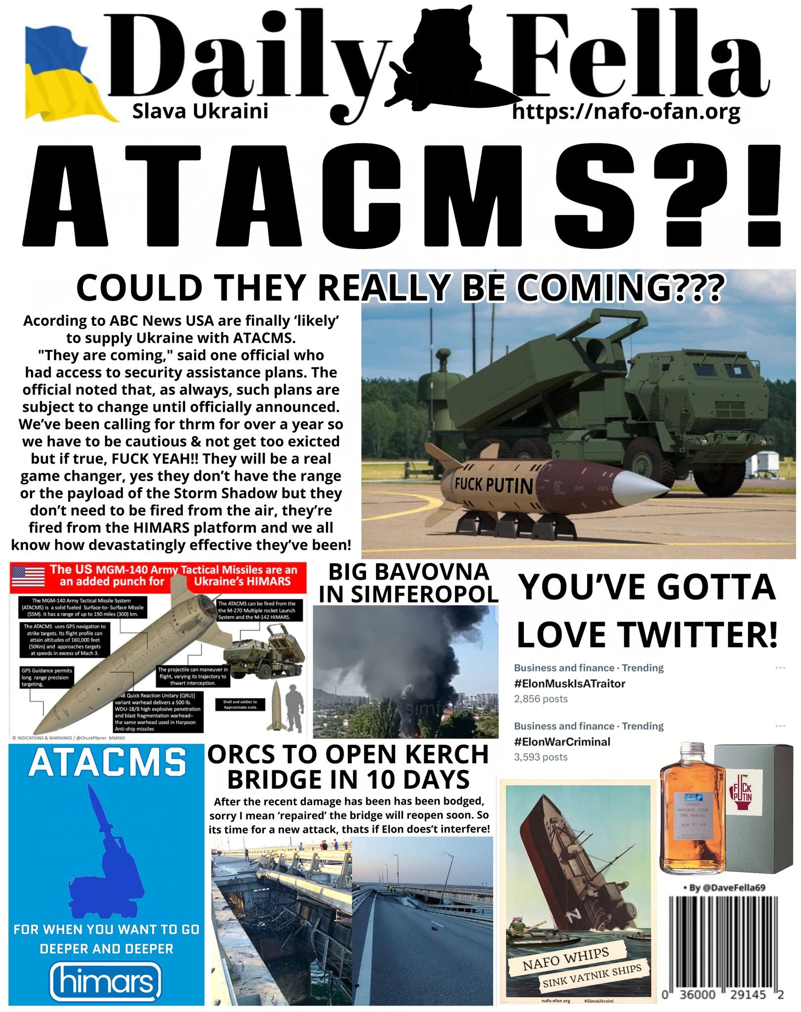 拜登可能很快授权向乌克兰援助 ATACMS 导弹！ [哆啦A梦吃惊][星星] 英