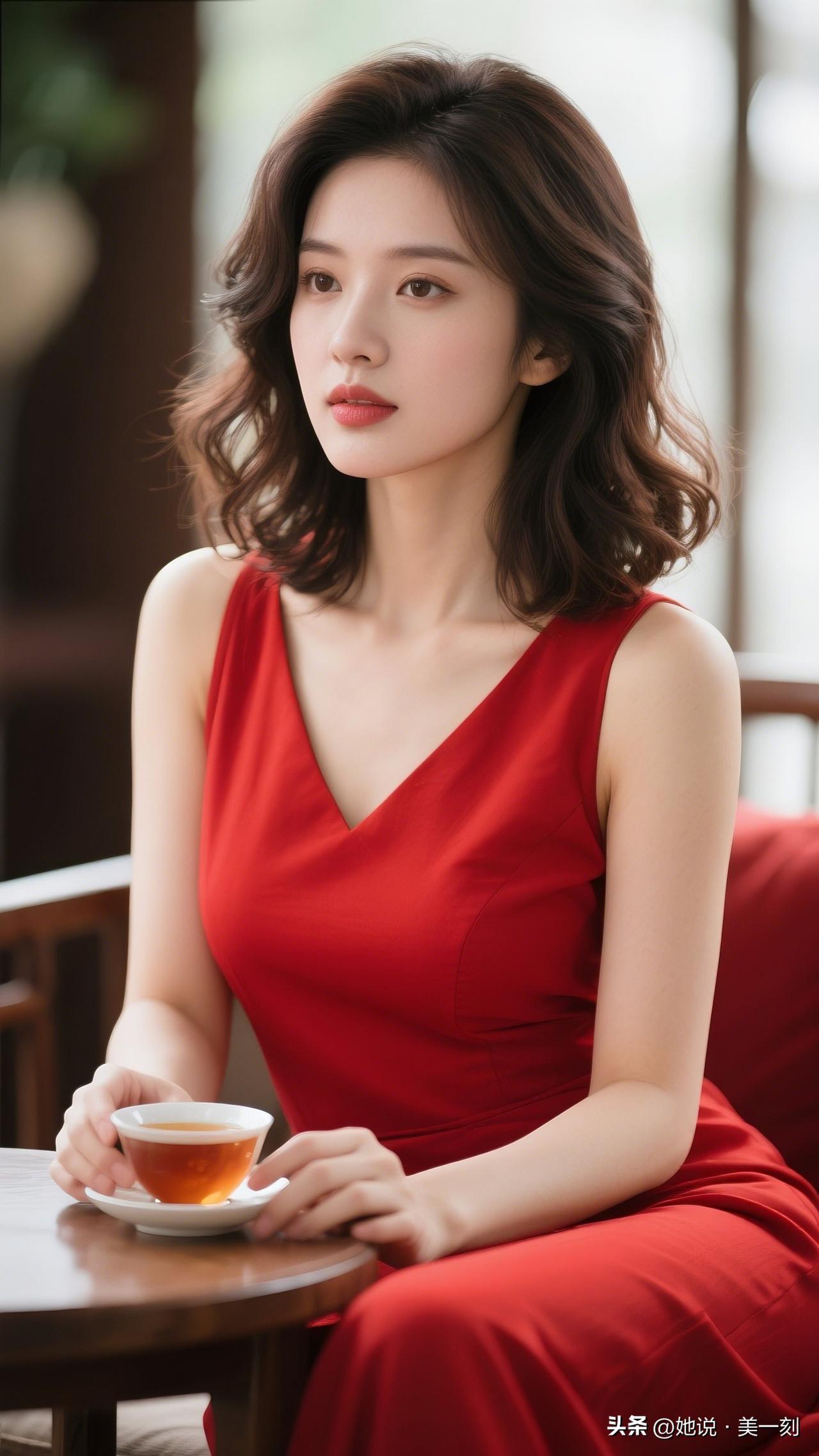 优雅红裙，静享下午茶时光🍵✨什么样的穿搭可以成为气质女神?
