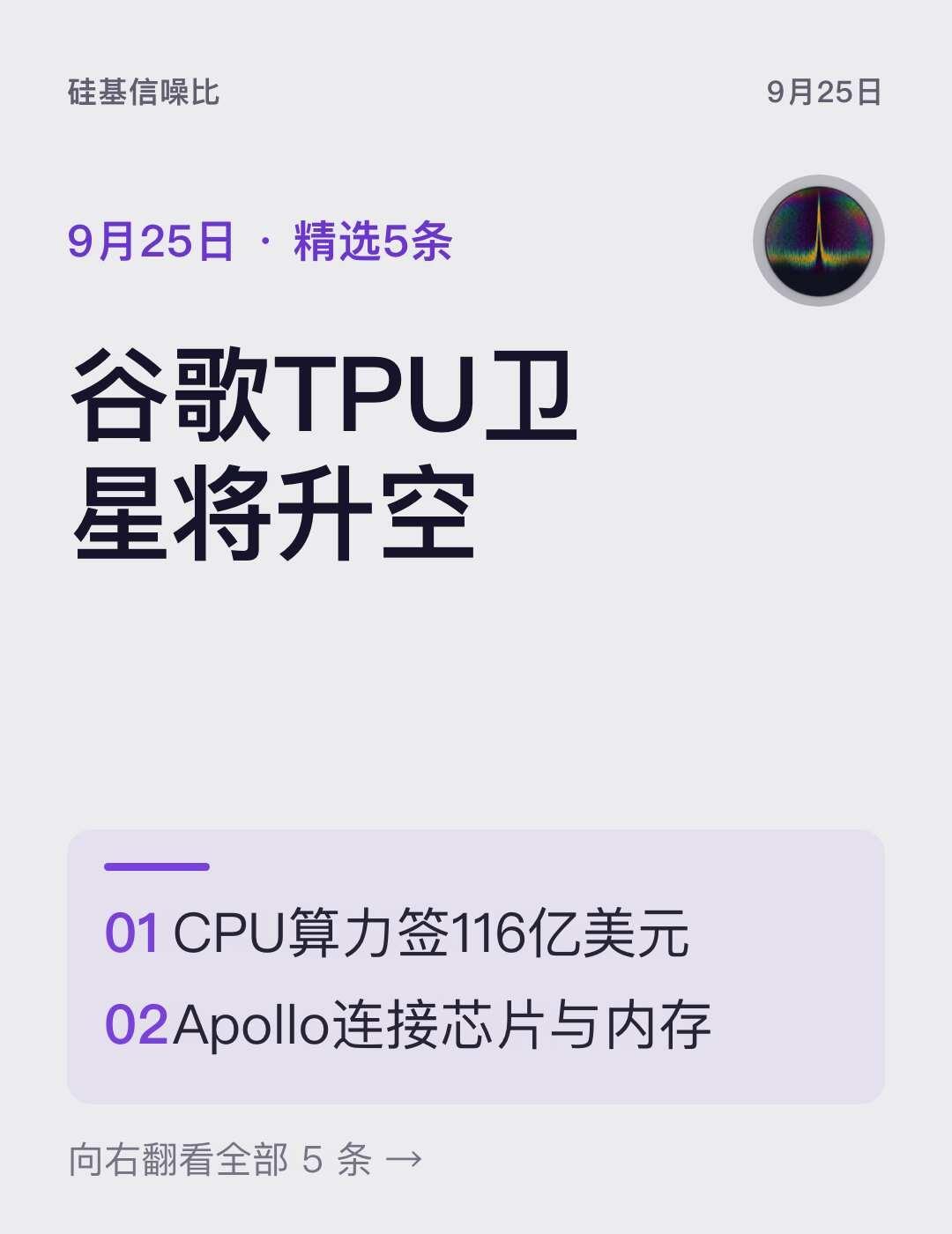 9月25日 谷歌卫星与CPU大单
9月25日的科技与市场信号，重点是算力如何走出