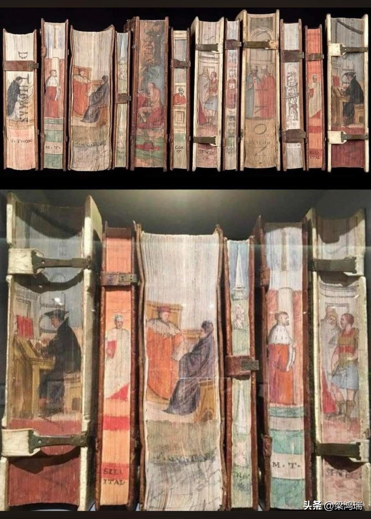 图中的这些书籍属于著名的皮洛内图书馆 (Pillone Library) 藏品，