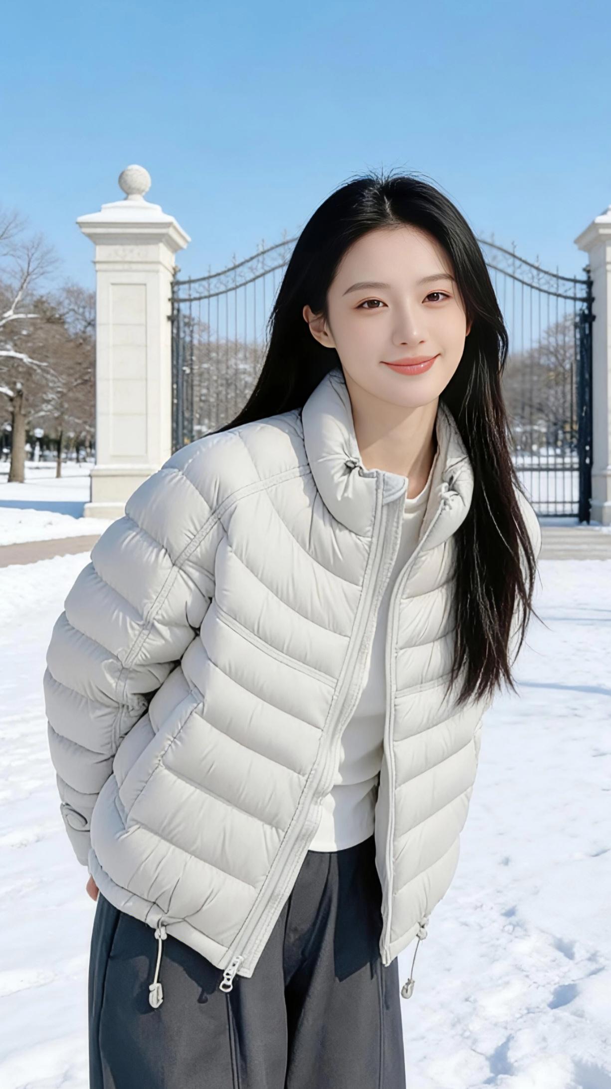 雪日游园
 
冬日的风裹着碎雪，掠过公园雕花的铁栏，澄澈的蓝天像一块刚熨烫过的蓝