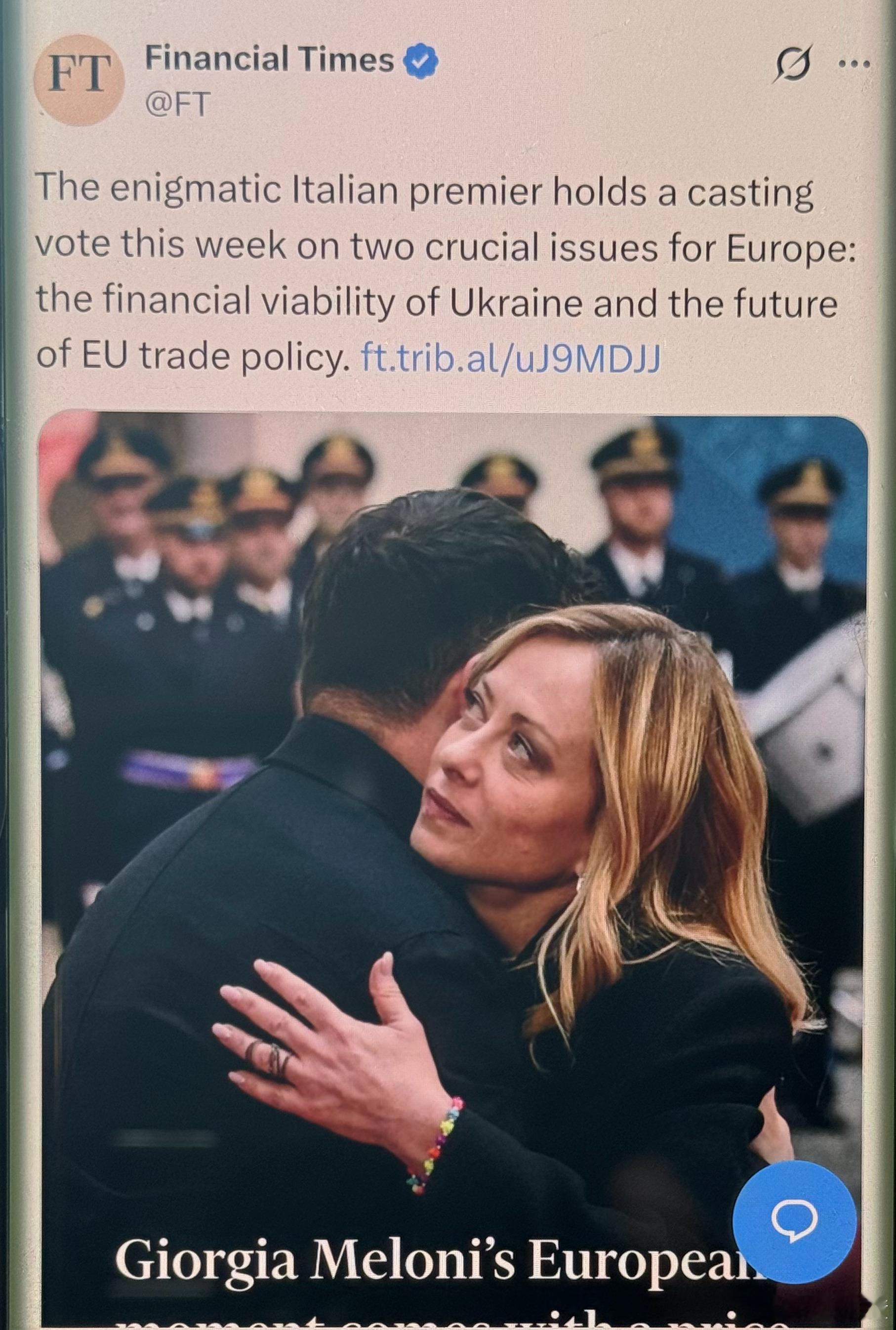 突发！行事神秘的意大利总理梅洛尼本周将在关乎欧洲的两大关键议题上握有决定性一票，