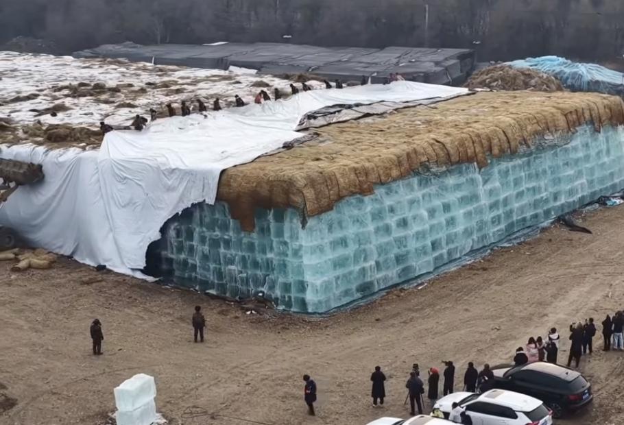 很好奇
夏天怎么能保证它不融化呢？
这就是蓝冰！哈尔滨冰雪大世界存了一年的20万