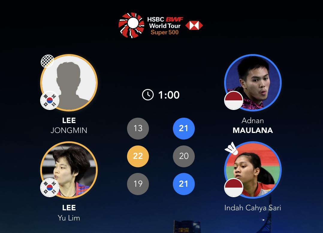 阿德南/贾米尔🇮🇩 21-13、20-22、21-19 🇰🇷李钟民/李幽