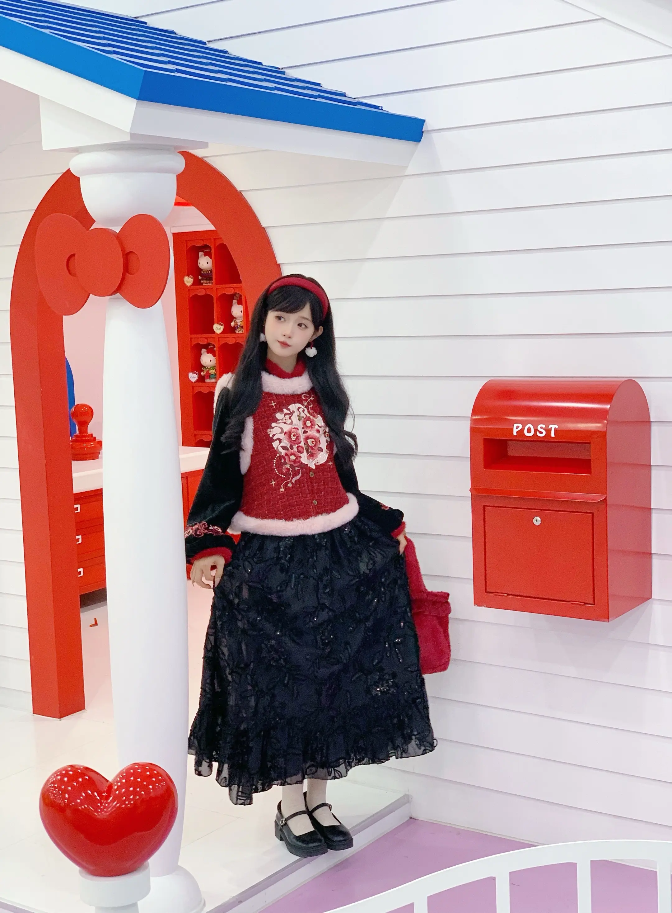 甜妹复古ootd 红色系 国风美学服饰 汉元素连衣裙