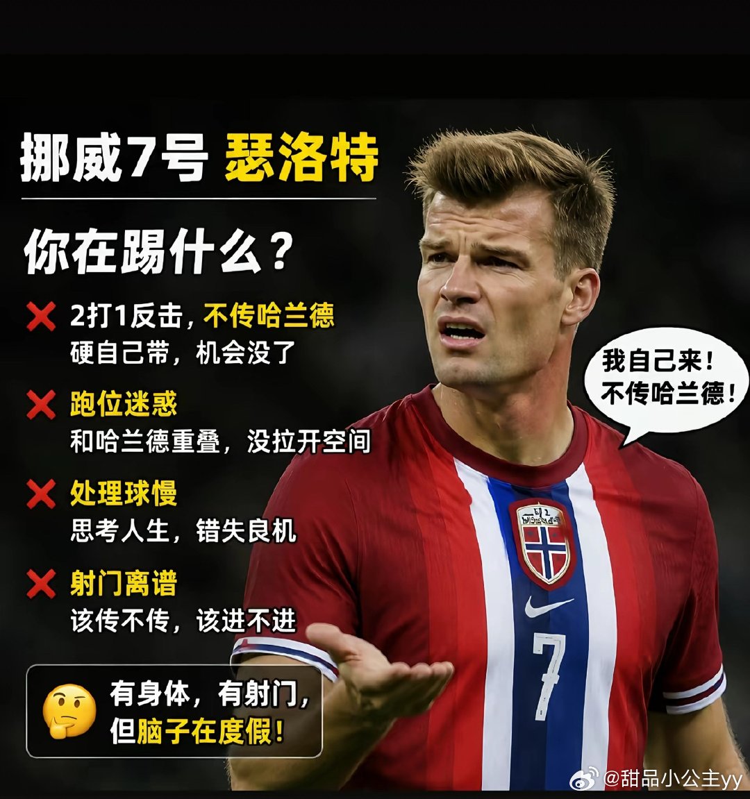瑟洛特谈未传球给哈兰德亚历山大·瑟洛特在2026世界杯1/4决赛“二打一拒传哈兰