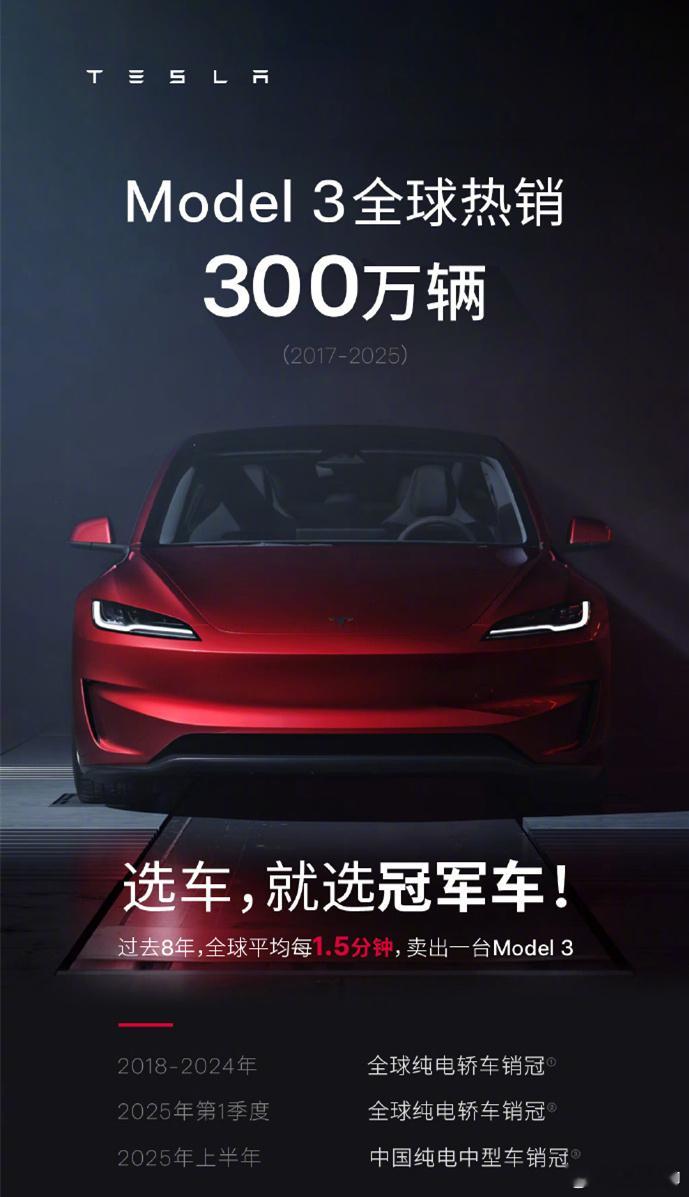 特斯拉Model3全球销量超300万台 model3的国内地位，并不像model