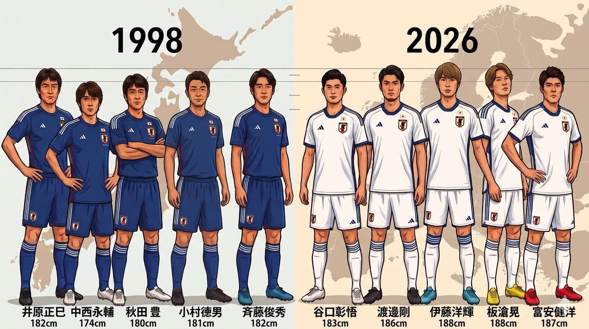 1998年日本第一次踢进世界杯，第一场比赛排出三中卫阵型，分别是井原正巳、中西永