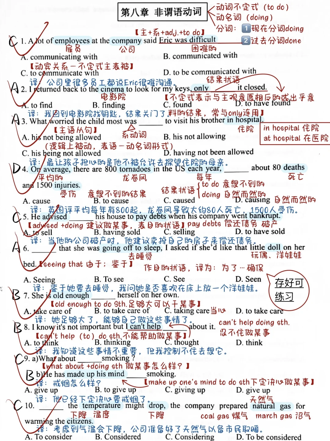 非谓语动词全对！刷完这2页就够了！英语稳了！