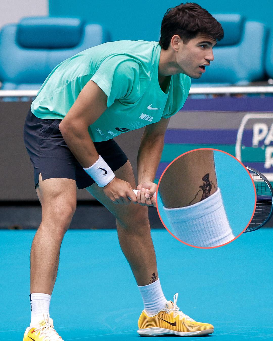 阿尔卡拉斯阿尔卡拉斯 新纹身出现了，应该是澳网夺冠成就全满贯后获得的灵感，不过袜