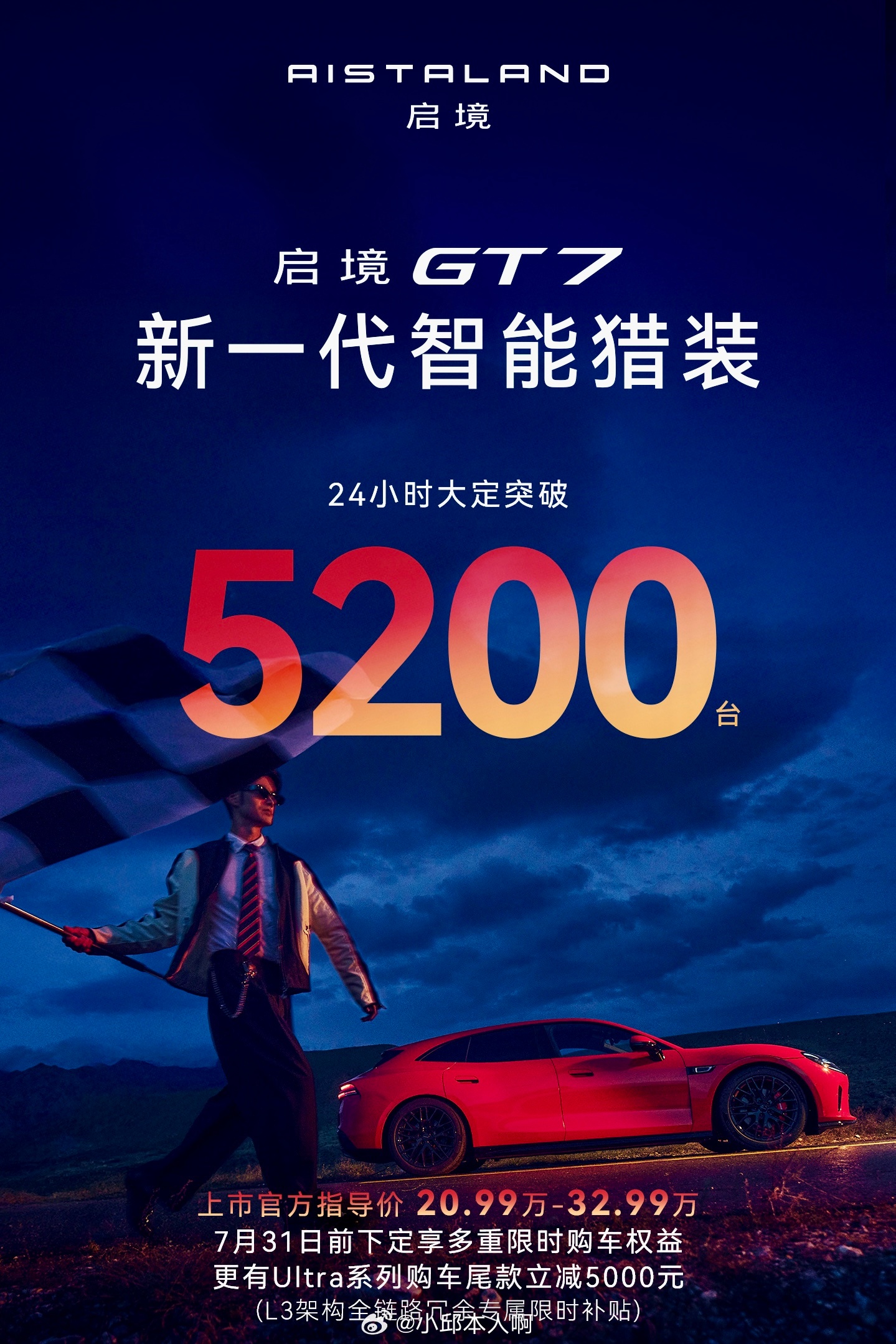 启境GT7正式上市24小时，5200+大定！感谢每一位“天生玩家”的果断出手，这