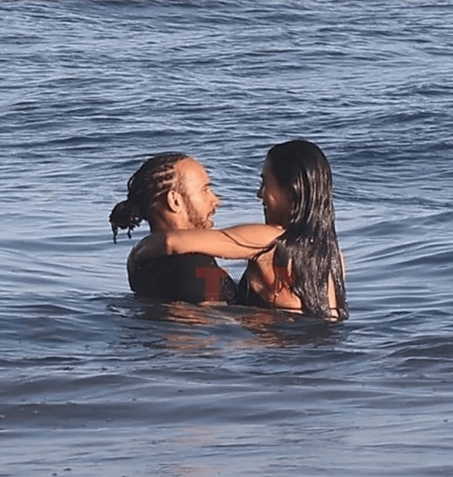 甜度爆表！汉密尔顿与金-卡戴珊在加州马里步海滩度假拥吻