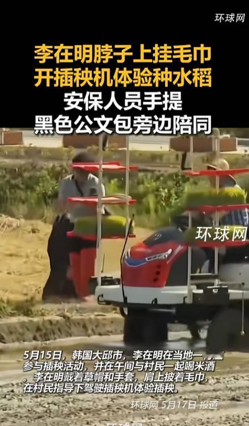 韩国总统李在明最近突然爆火，不是因为政策，而是他戴着草帽、脖子挂毛巾，一头扎进水