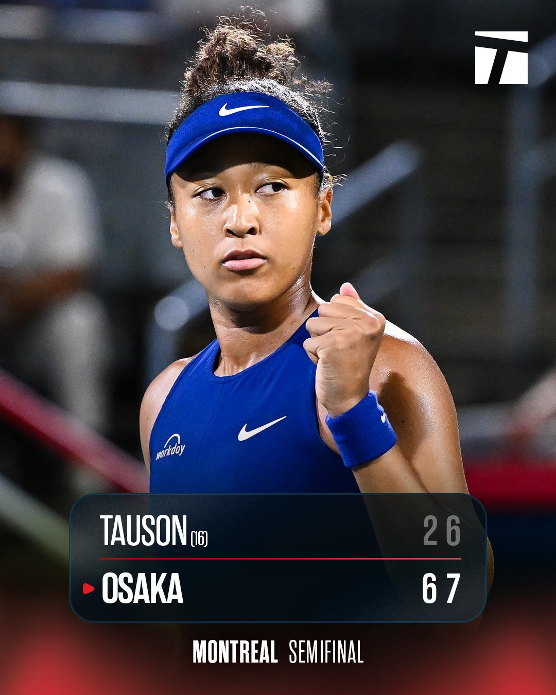 大坂直美6-2、7-6力克陶森，次盘挽救2个盘点，自2022迈阿密站之后再进10