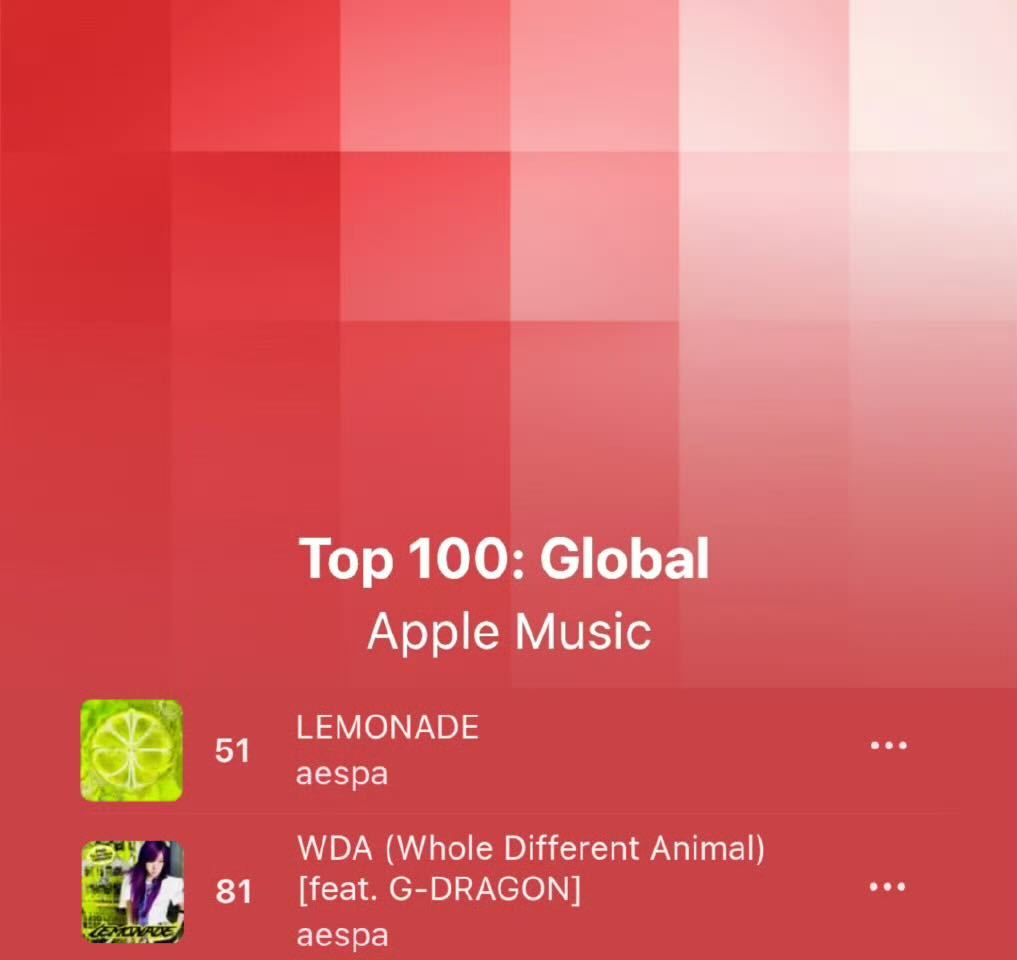 Lemonade 全球Apple Music升至51🆕高Wda保持在榜🔥 