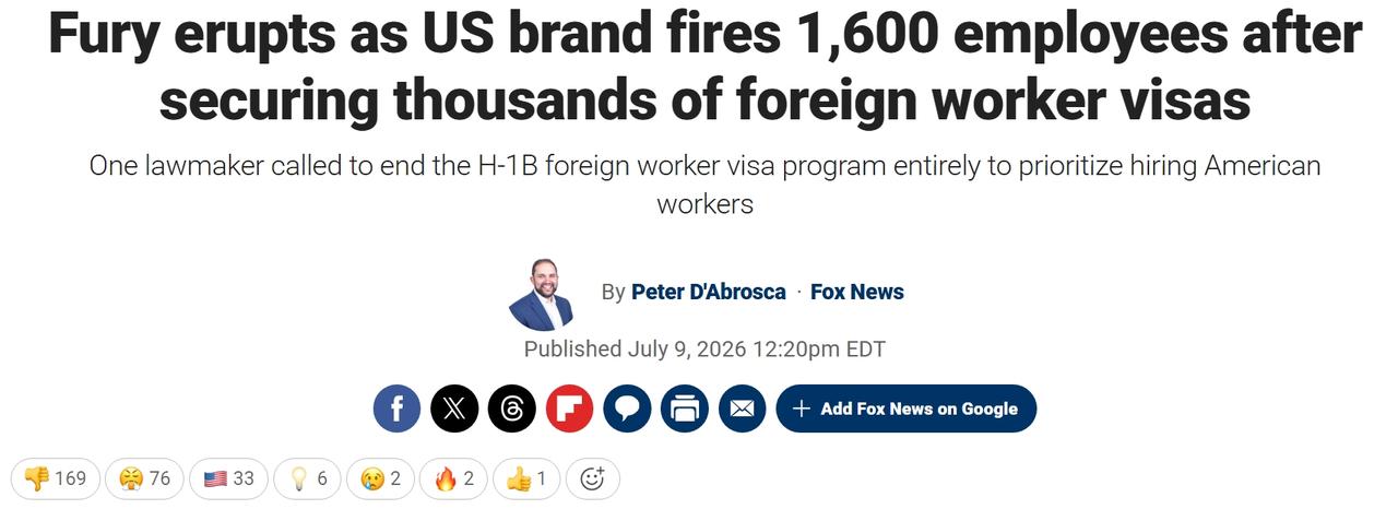 美国微软在大规模裁员的同时获批数千名外国劳工签证，引发网民暴怒
微软宣布将总共裁