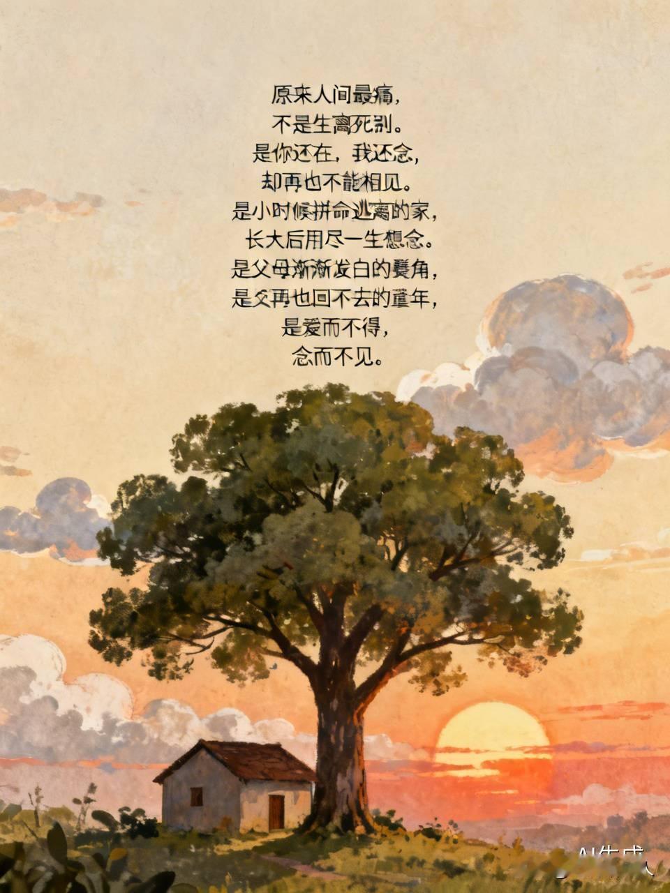 原来人间最痛，不是生离死别。
是你还在，我还念，却再也不能相见。
是小时候拼命逃