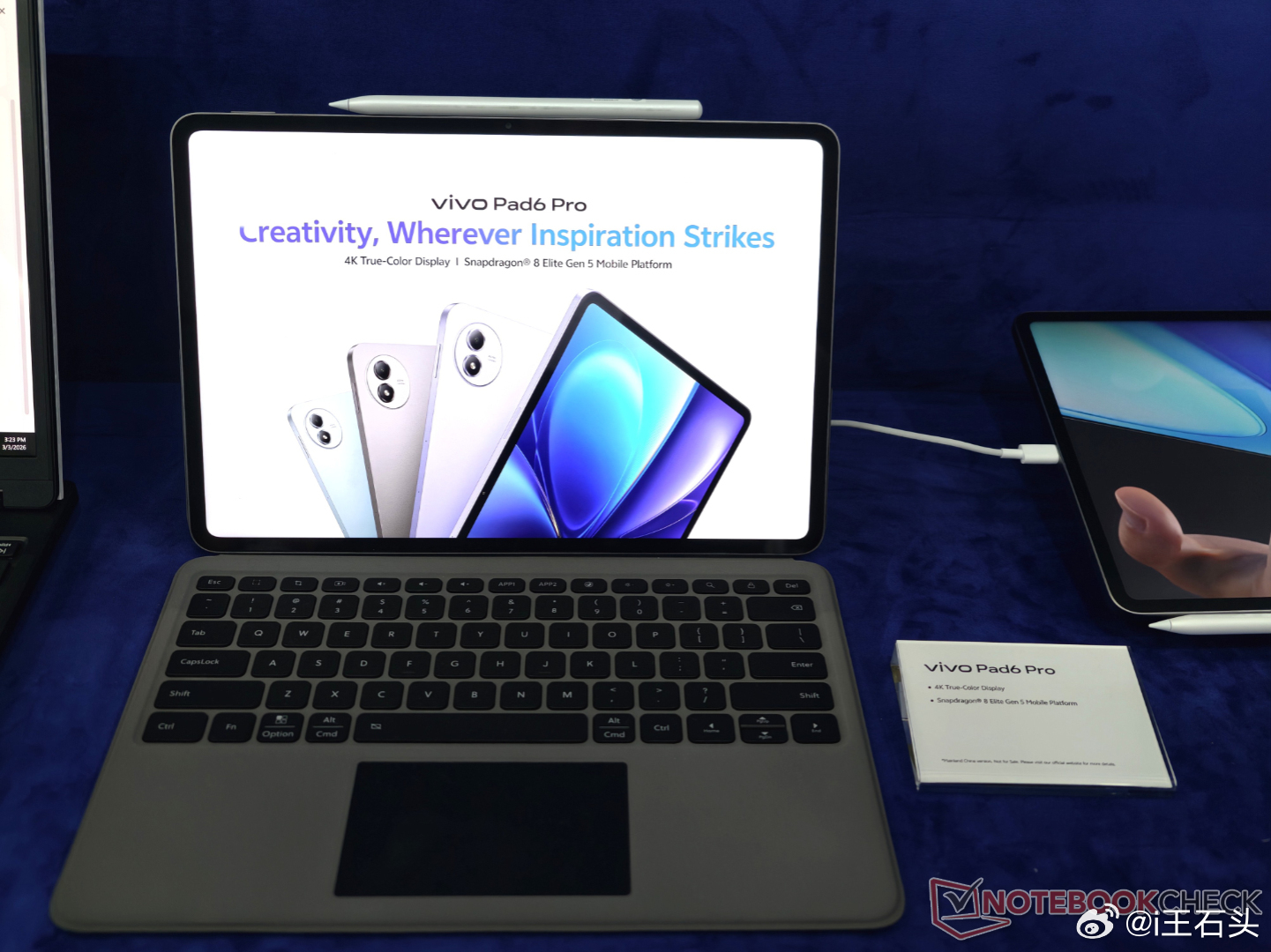 vivo在MWC现场展示了一台vivo Pad6 Pro 。配上了一块4K原彩屏