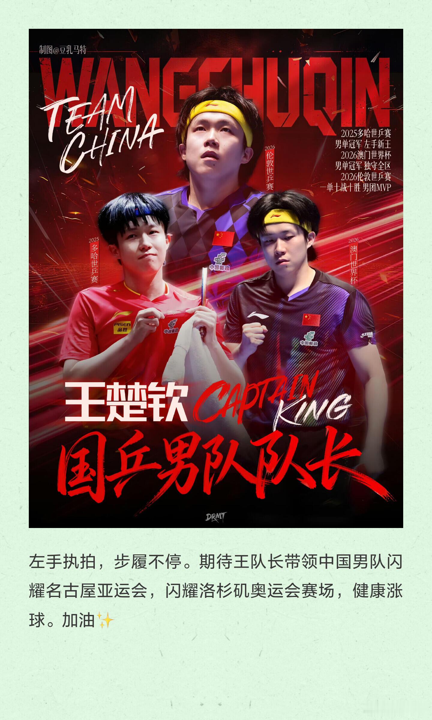 一问一答，读懂左手队长王楚钦王楚钦！王队长！左手擎光勇担当，向着名古屋亚运会、洛