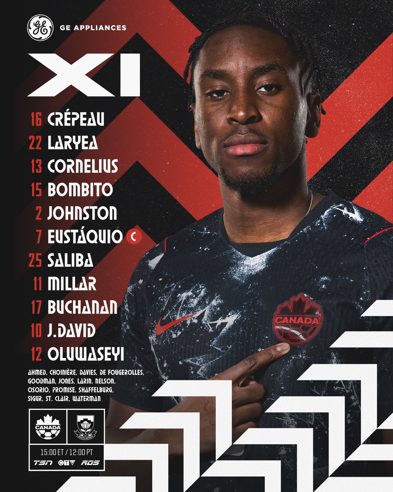 【首发阵容】 世界杯 32强淘汰赛：⚔️  南非🇿🇦 vs 加拿大🇨🇦。