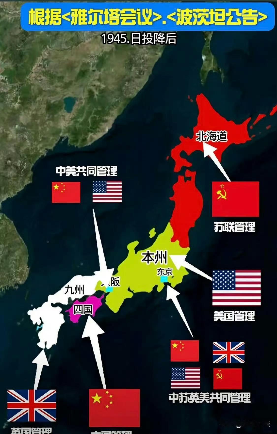 全网在发的图片！这是1945年日本投降后，依据《雅尔塔会议》《波茨坦公告》拟定的