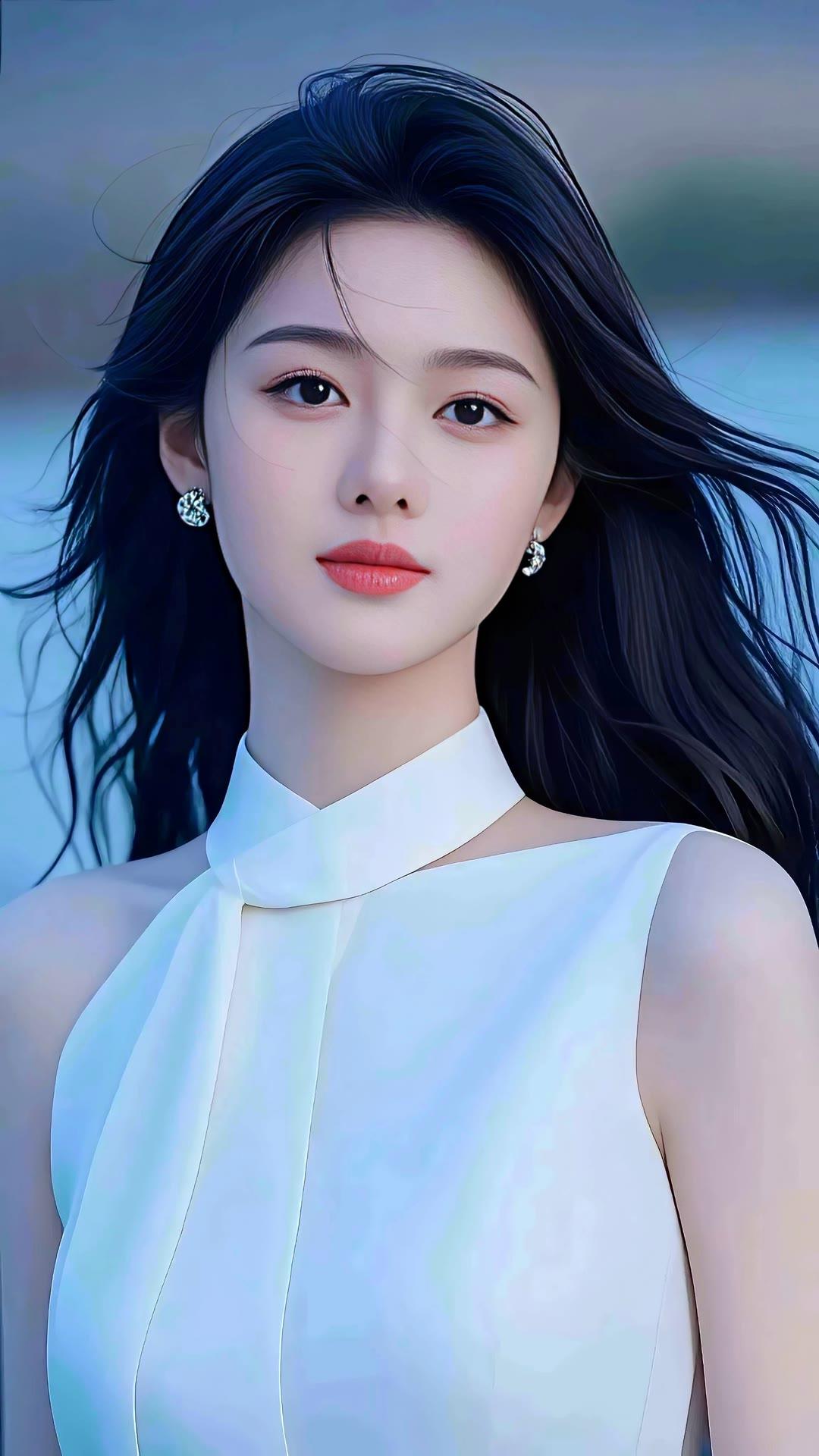 优雅白裙少女，温柔似水，如梦似幻。