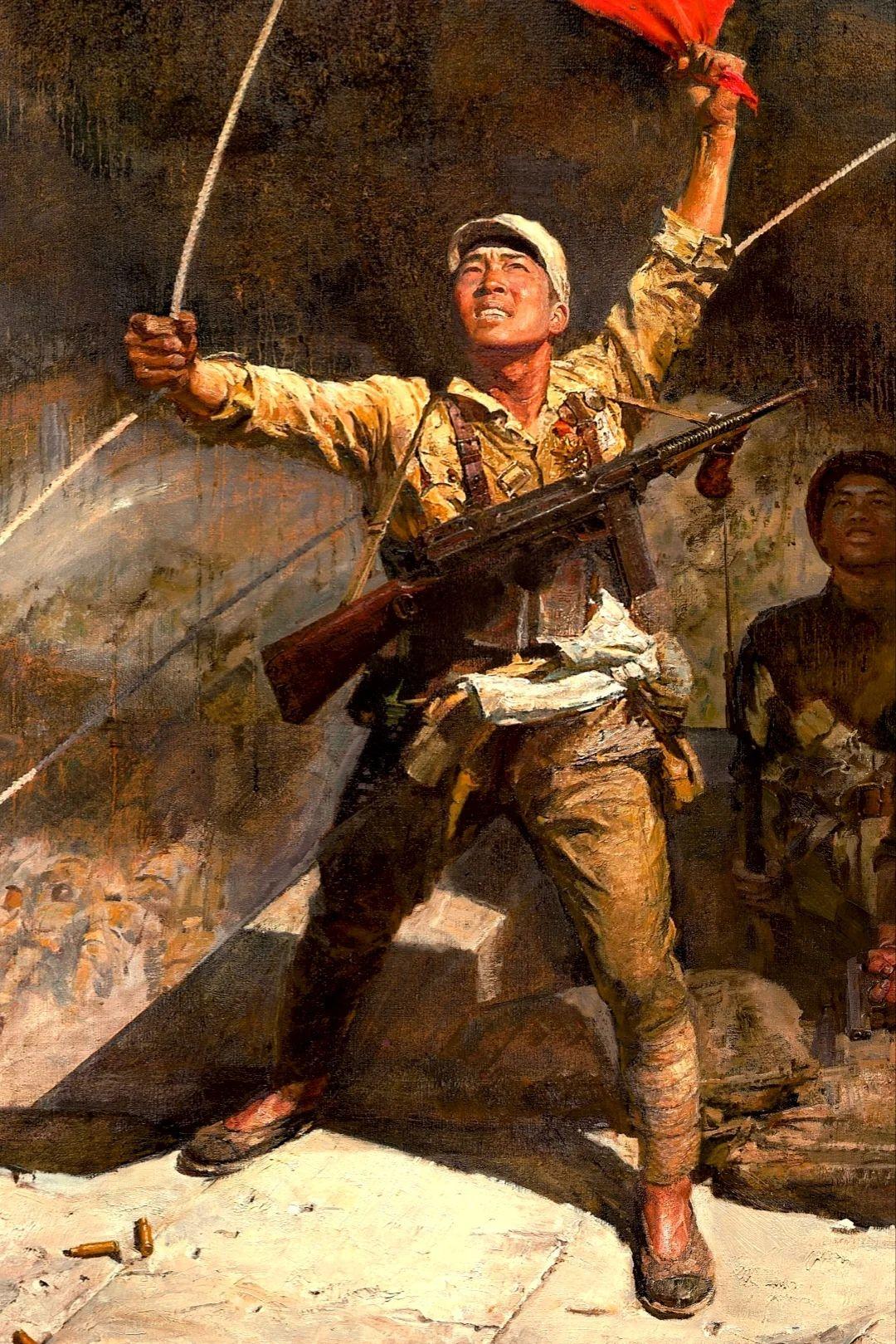 经典油画看细节更具冲击力，《攻占总统府》奠定了陈逸飞写实油画的领军地位，是他创作