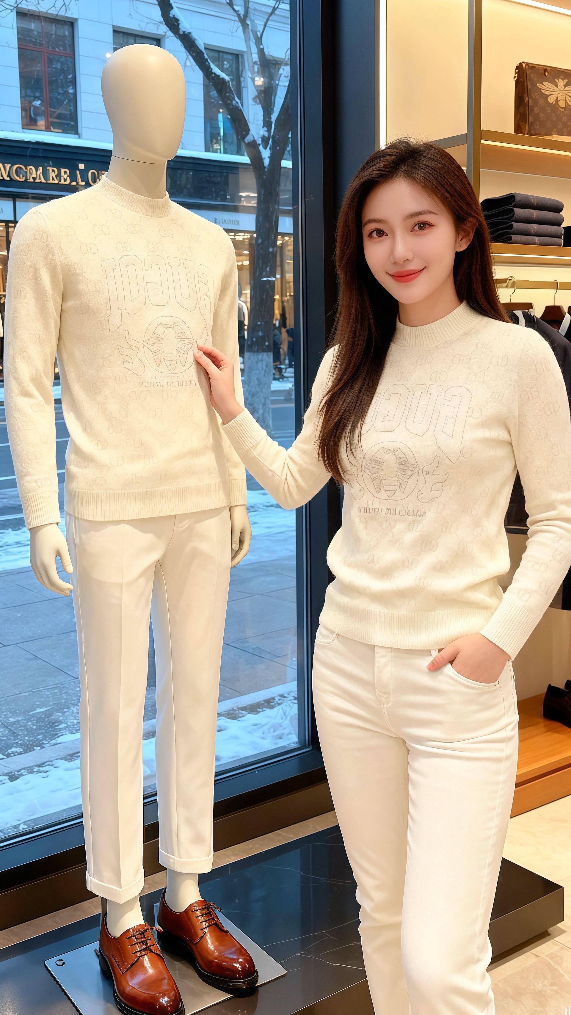 许妍抱着星巴克纸杯站在男装店橱窗前时，皓明刚从试衣间出来。  他指尖理...