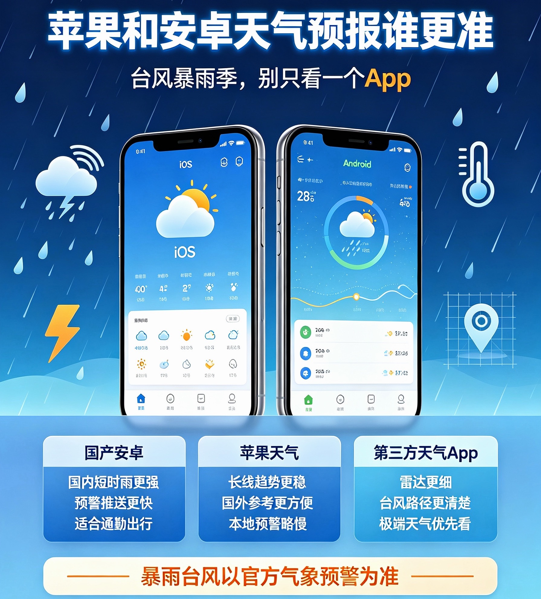 苹果和安卓天气预报谁更准最近到处台风暴雨，有没有人跟我一样疑惑，明明在同一个城市