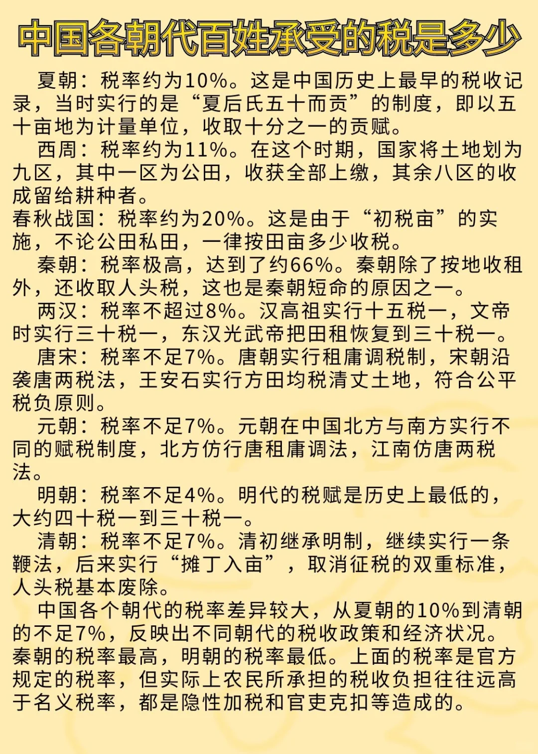 中国各个朝代的百姓所承受的税负有多少