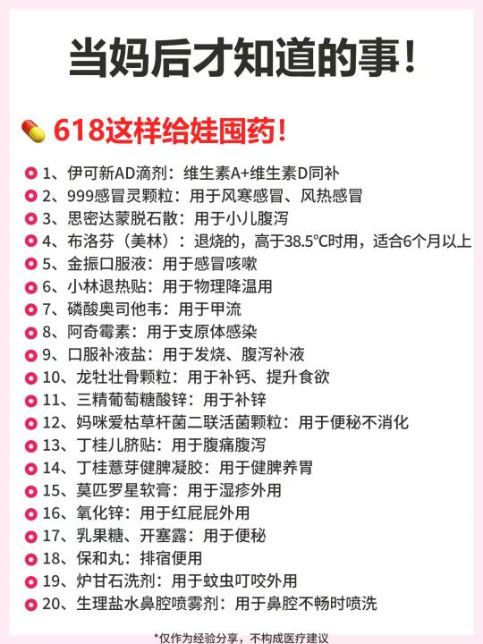 新手爸妈抄作业！618闭眼囤的药品清单