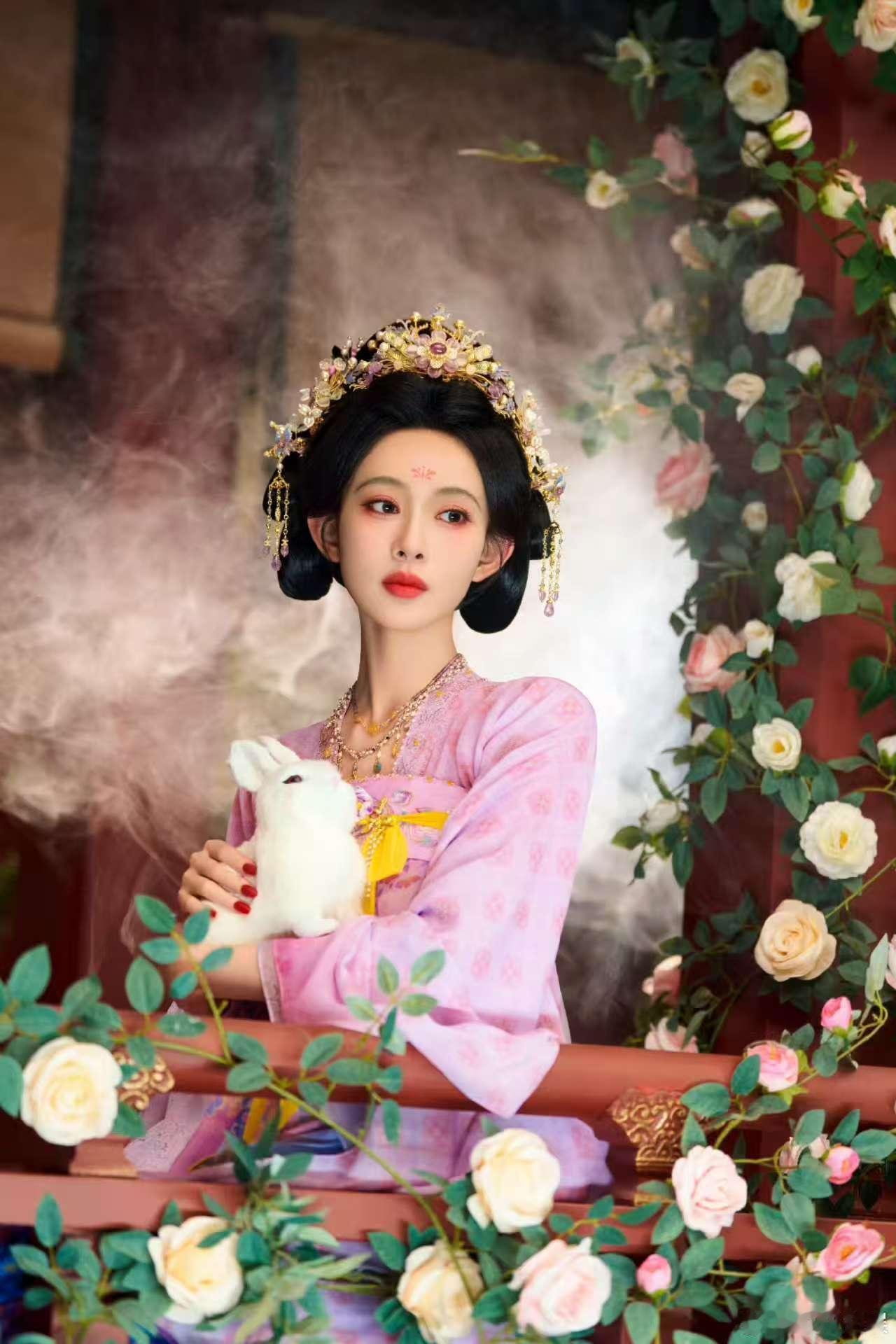 孟子义中秋抱兔孟子义中秋写真孟子义中秋写真，抱兔好可爱， ​​​