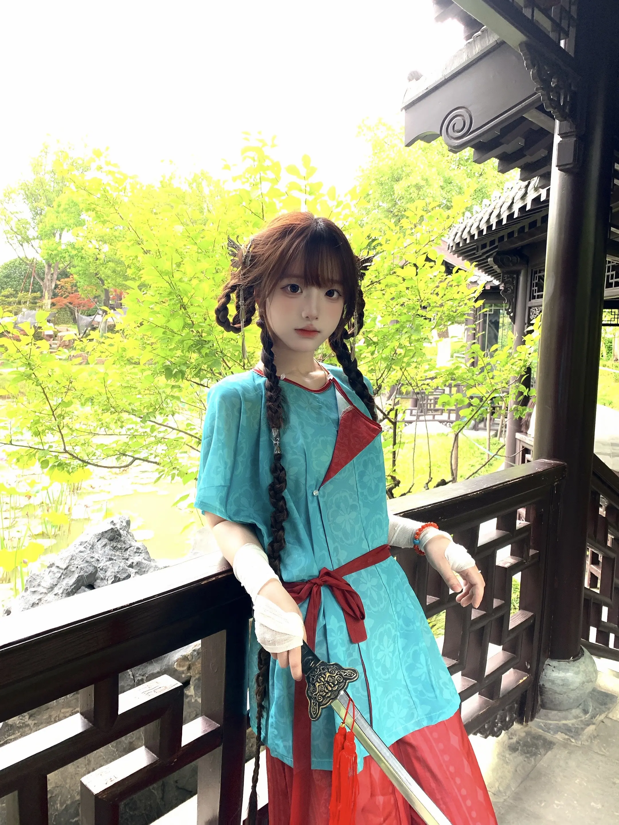 "听说宗门来了一个剑法双修的天才师妹"一整套🥕88的圆领袍+灯笼裤如...