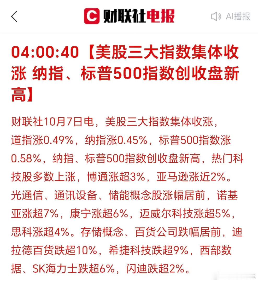刚刚就被消息震醒了：美国三大股指继续上涨！新高，不断新高！250年的新高！这就是