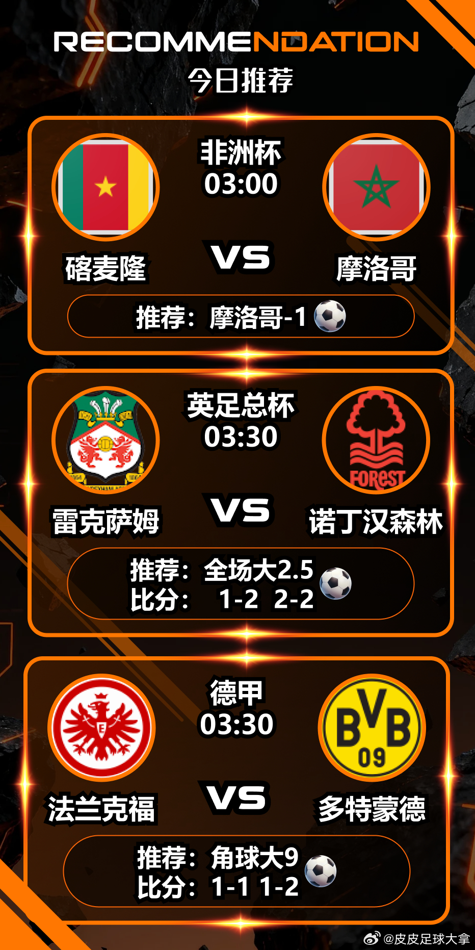 深夜足球盛宴来袭！3 场焦点战观赛思路奉上👇⏰03:00 非洲杯 个人更看好摩