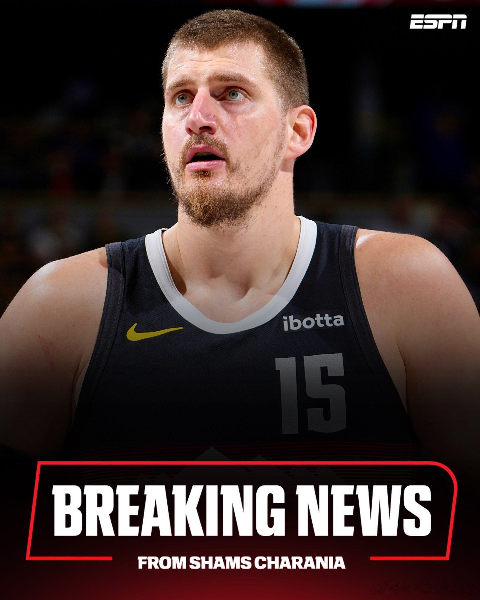 约基奇至少缺阵四周 据Shams报道，约基奇左膝过度伸展，至少要伤停四周。好在，