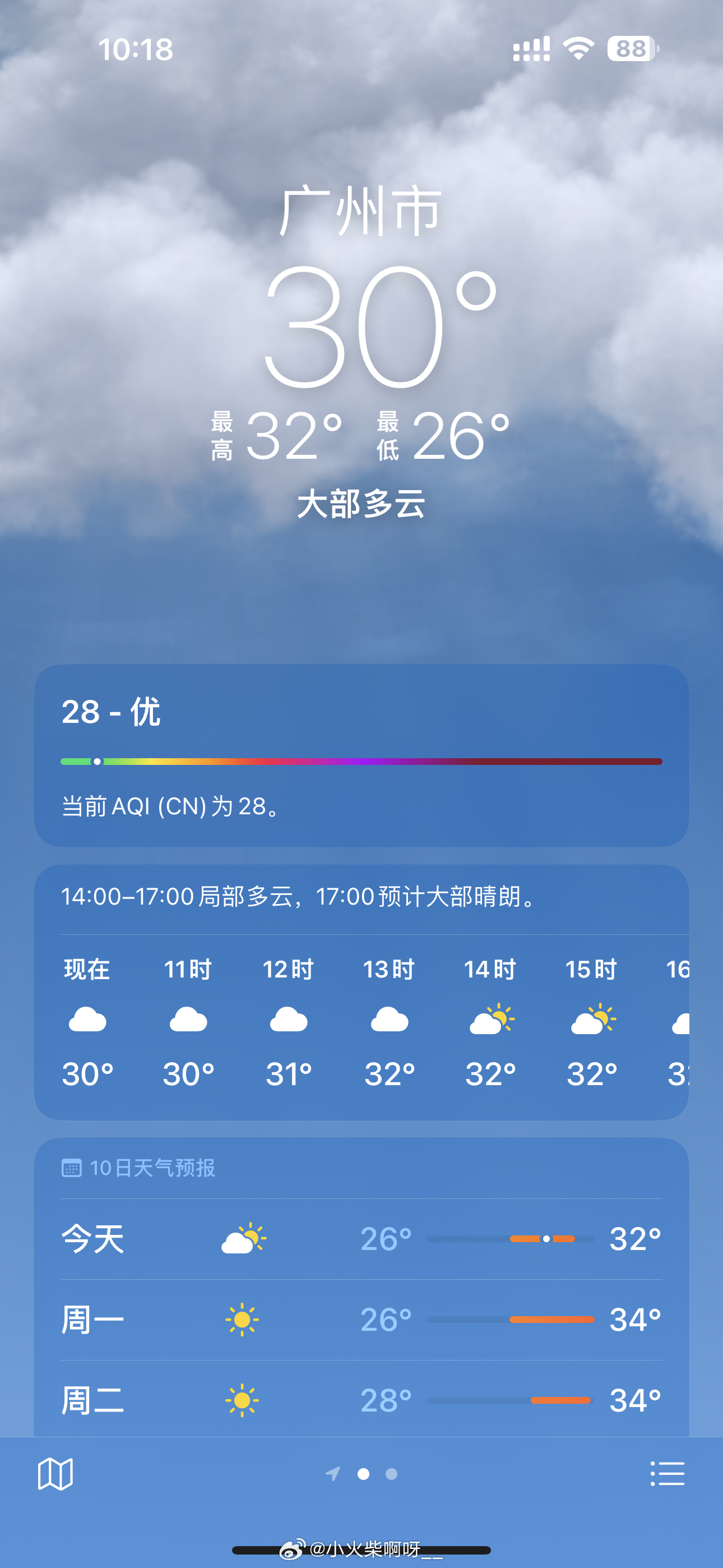 比去年降了一度，总体温度降了四度[憧憬] ​​​