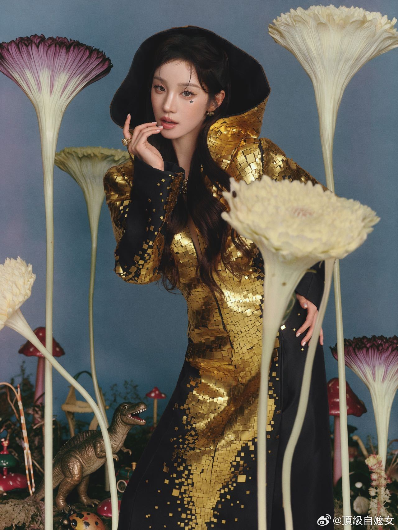 宋雨琦芭莎芭比公主宋雨琦贵族繁花少女✨芭莎之夜两套造型反差感好戳我。黑金斗篷沉稳