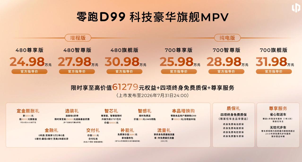又一款国产新能源高端MPV上市，零跑D99有何不同？
 
零跑D99已经正式上市