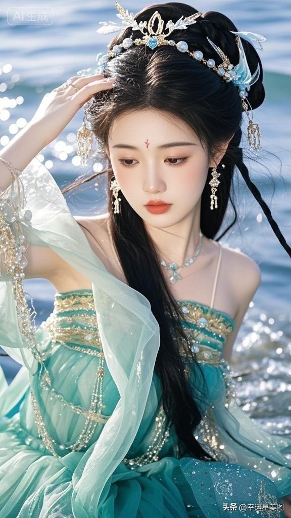 梦幻海滨仙女风，蓝绿纱裙飘飘，唯美仙气十足！