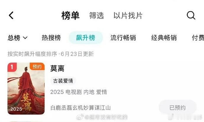 爆火预警！《莫离》强势登顶腾讯飙升榜 TOP1！白鹿、丞磊演绎权谋与爱情，剧情高