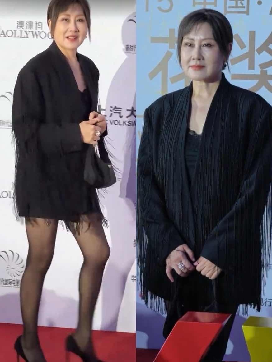 辣眼睛，这到底是谁给她出的主意穿成这样的！
假发黑丝小吊，整张脸也像是医美过渡导