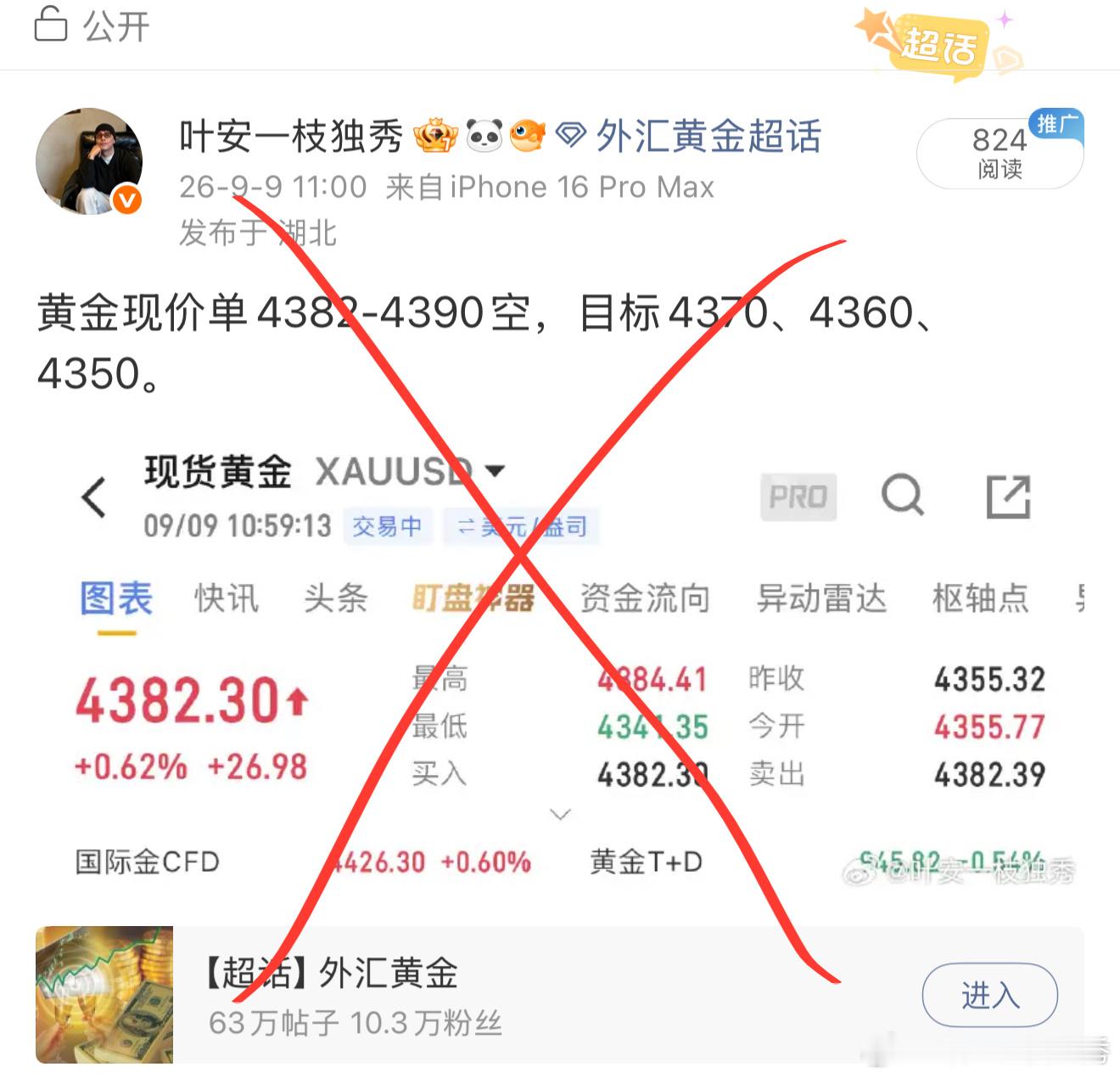 午间布局空单，最低点4386，收获26典箜间。市场没有绝对的预判，只有持续的复盘