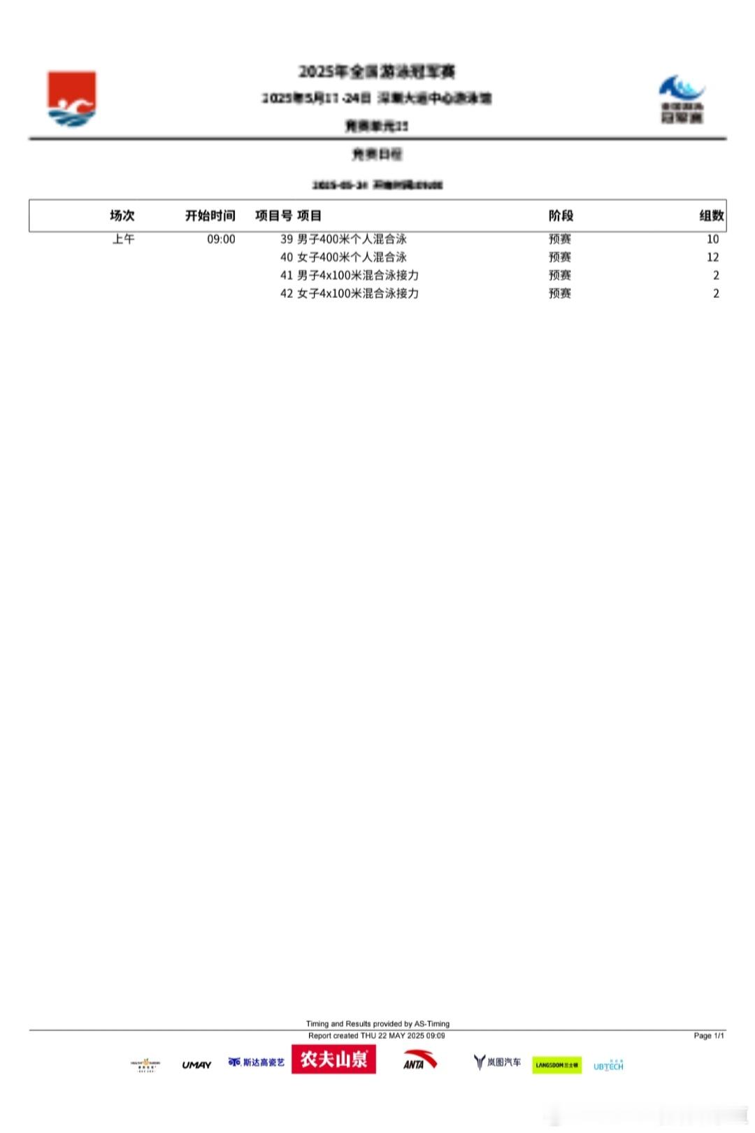 汪顺2025冠军赛 [全力以赴]2025全国游泳冠军赛第8天 预赛 |上午:09