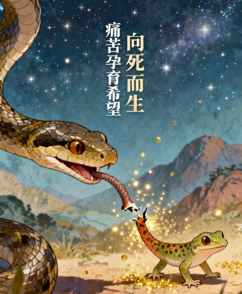 向死而生

小壁虎被蛇咬断尾巴，却含泪感谢疼痛，因为痛让它知道自己还活着，也为长