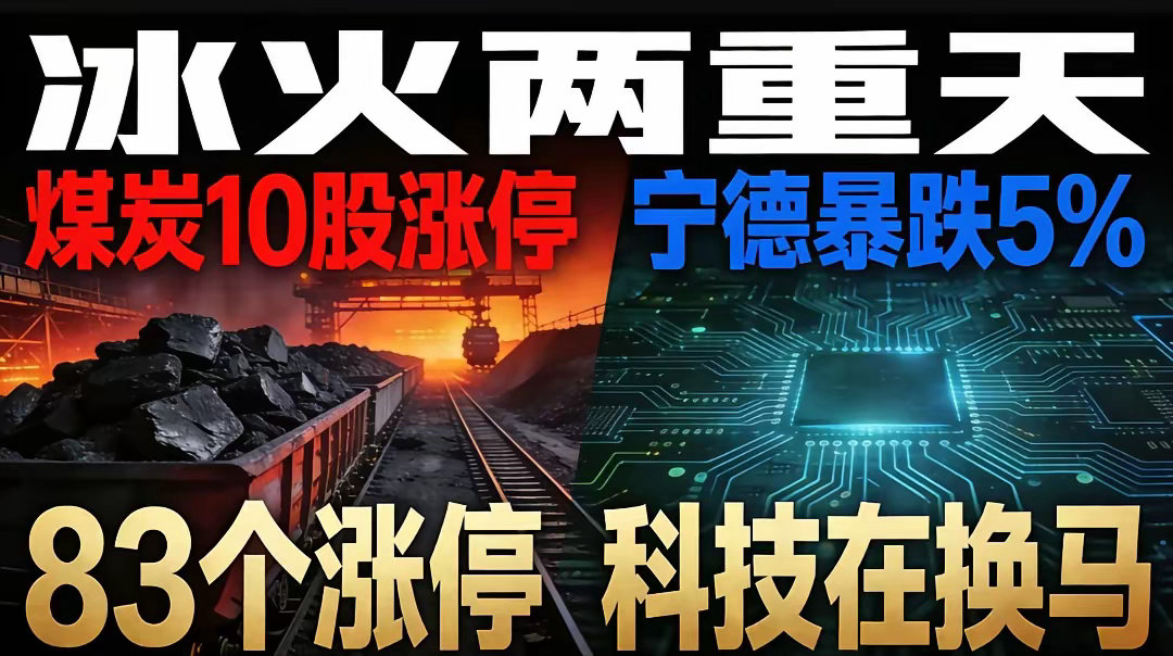煤炭10股涨停，宁德时代暴跌5%！A股上演冰火两重天今天A股，一个字：分裂。沪指