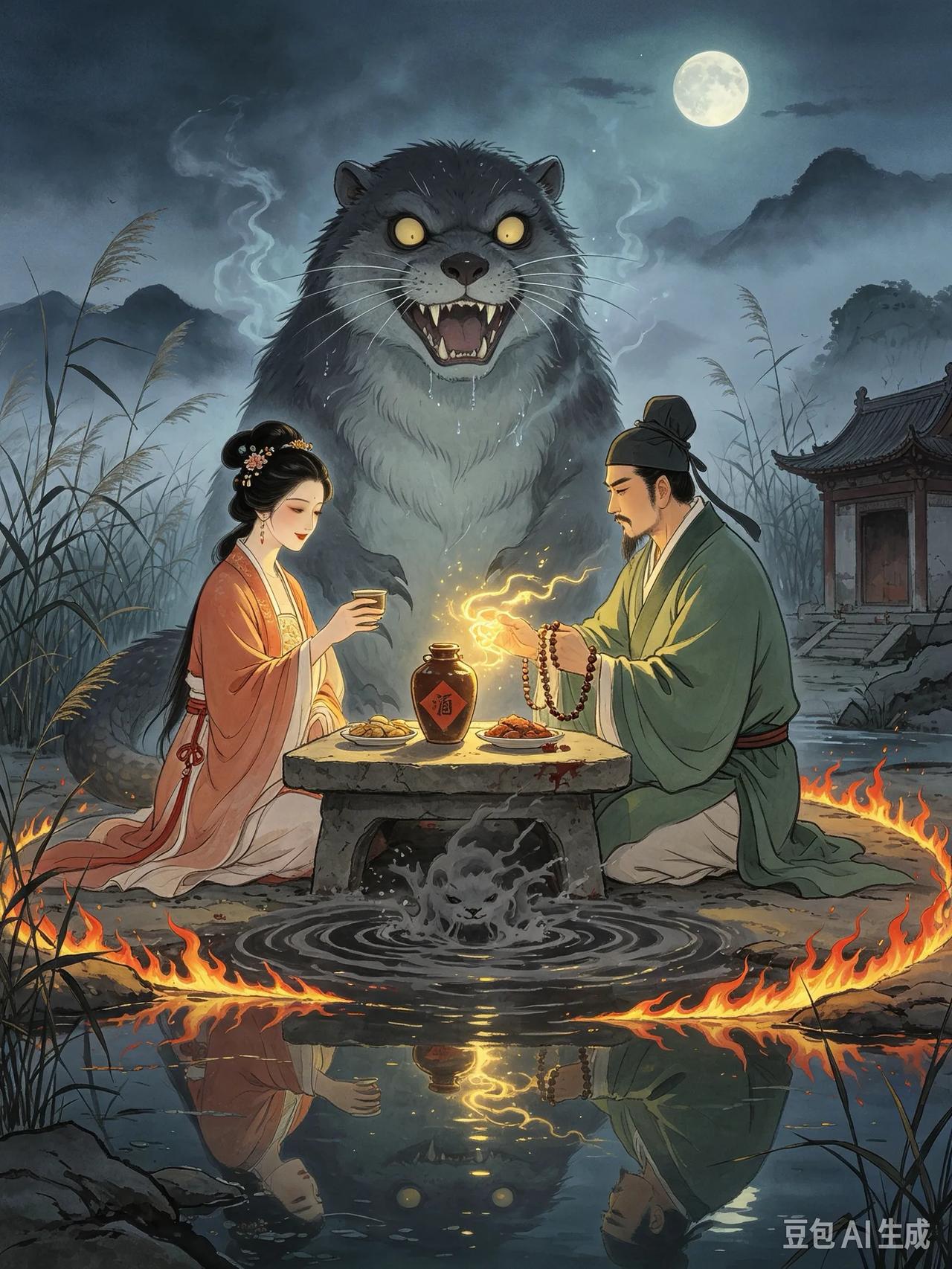 清朝时浙越一带多有水獭成精作怪。那种小獭精，只是泼水戏弄人，一驱赶就躲藏起来，而