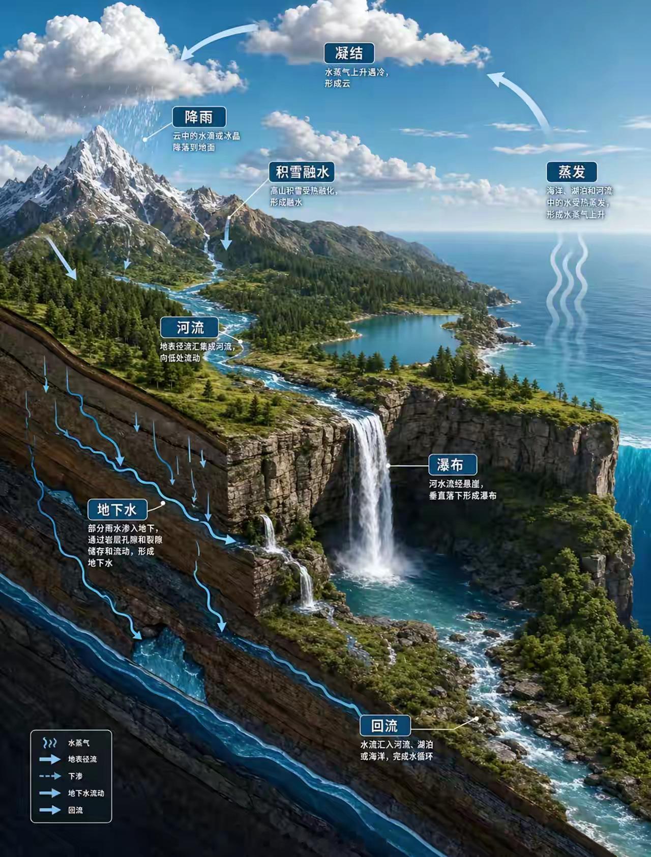 瀑布的水为什么流不完？此刻具象化了！