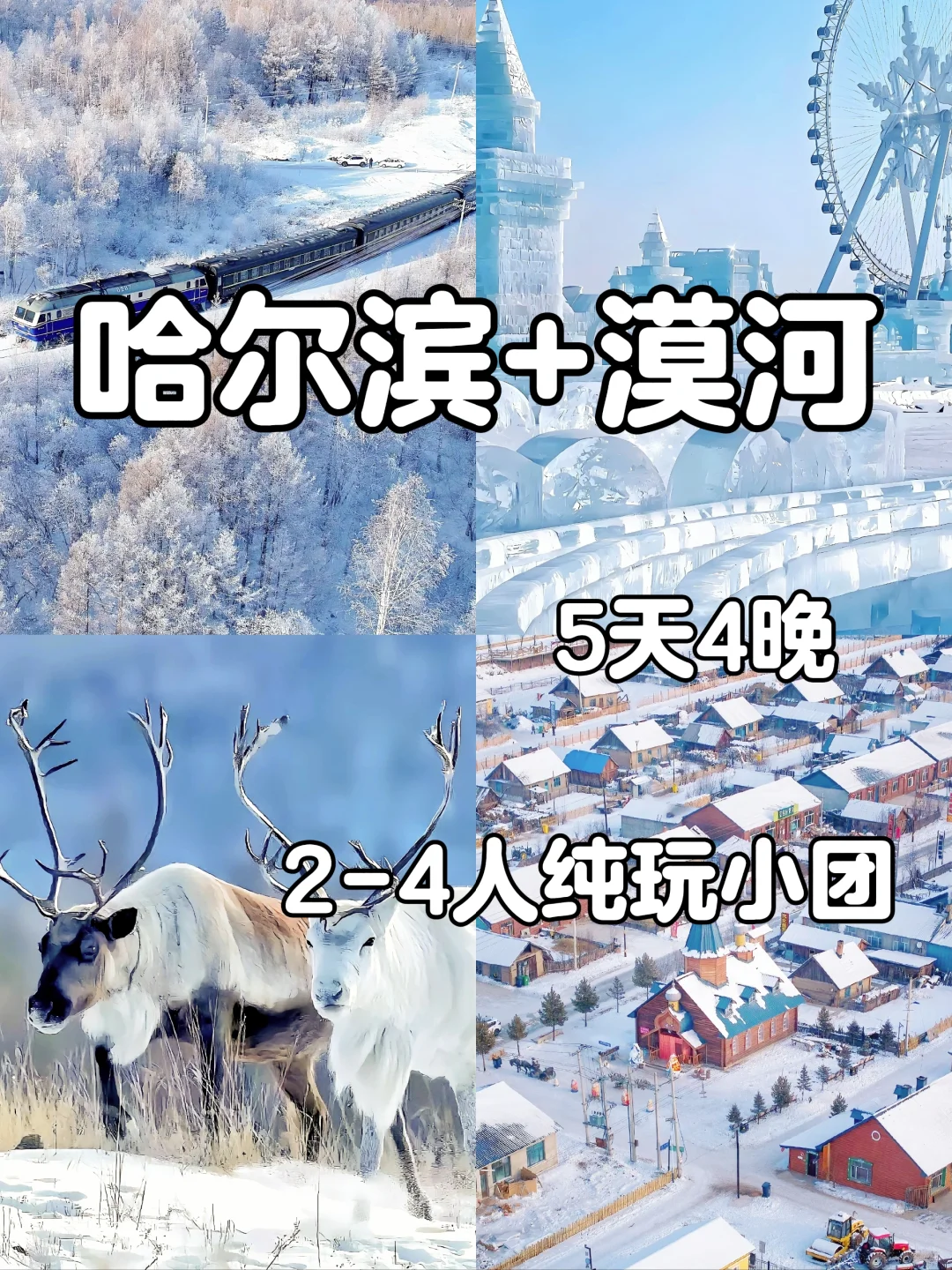 漠河5日游❄️2-4人纯玩团/雪国列车+极光